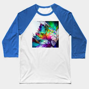 Alcohol Ink Stained Glass Abstract Leafs Baseball T-Shirt